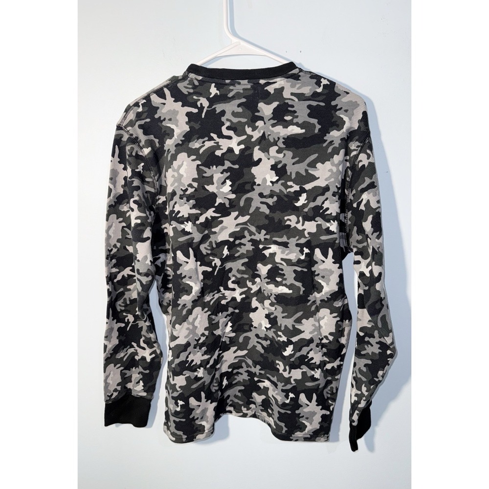 POLO RALPH LAUREN Men's Shirt Thermal Camo Logo Waffle Knit Black Gray Size XL - Picture 6 of 6